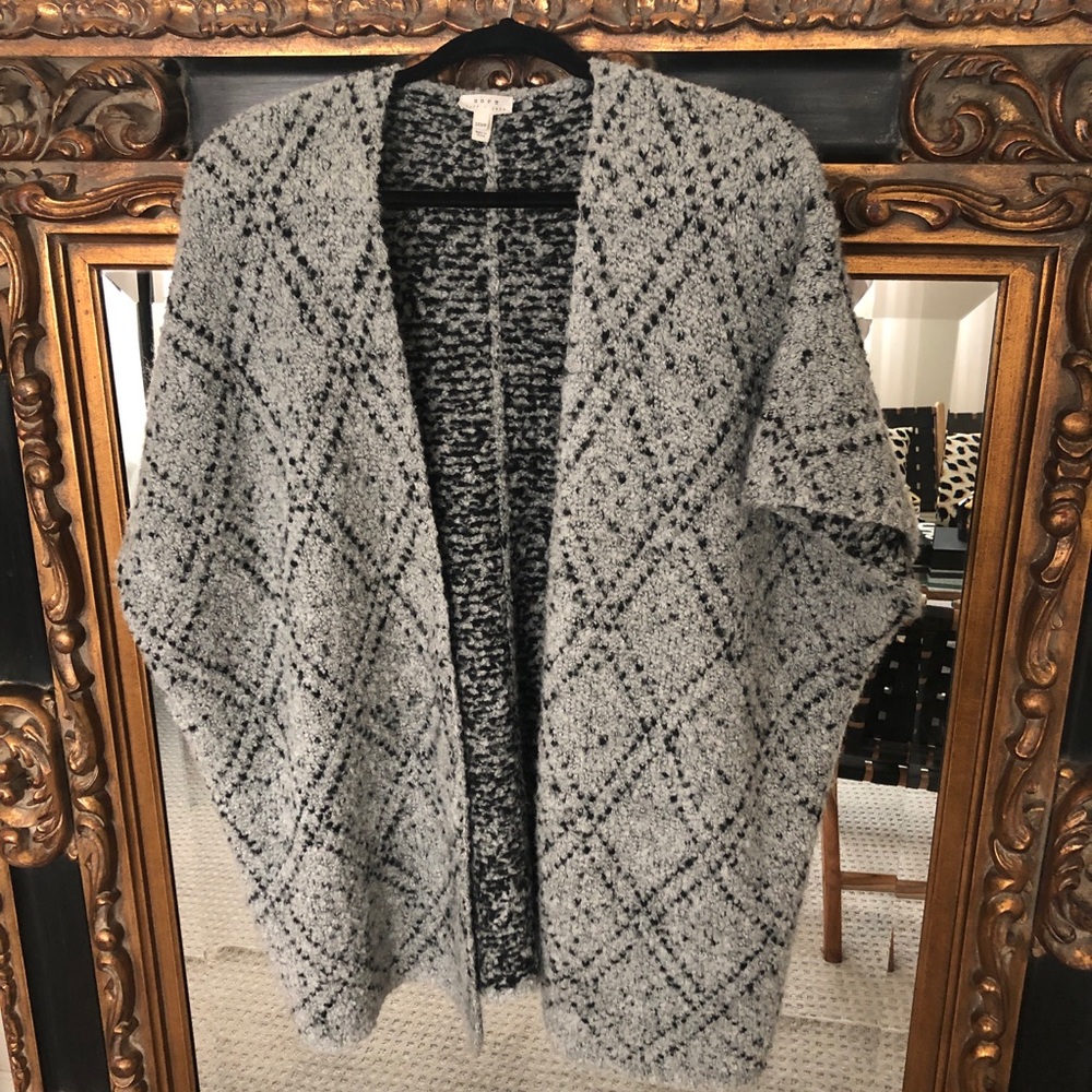 SOFT JOIE Short Sleeve Slub Knit Cardigan Open Front Sweater Heather Grey S $258